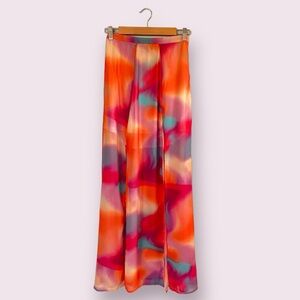 Slitted Sheer Sherbert Colored Maxi Skirt | Small